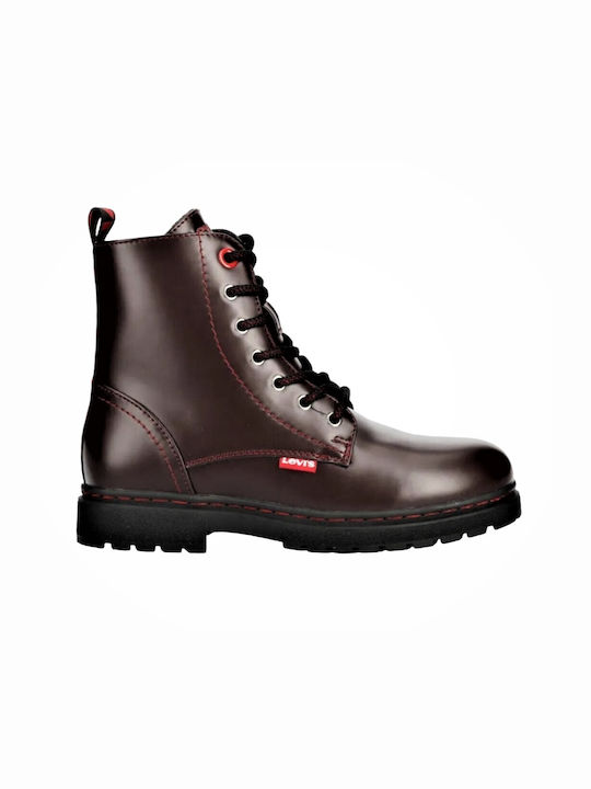 Levi's Kids PU Leather Military Boots with Zipp...