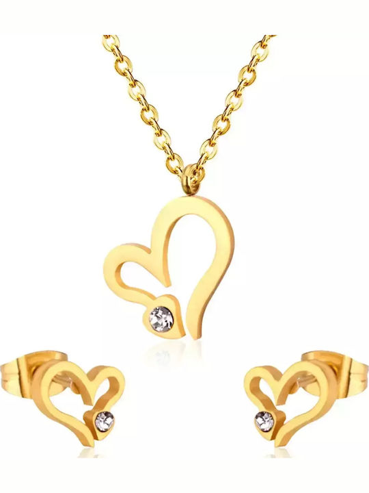Bode Set with Necklace & Earrings from Steel Gold Plated