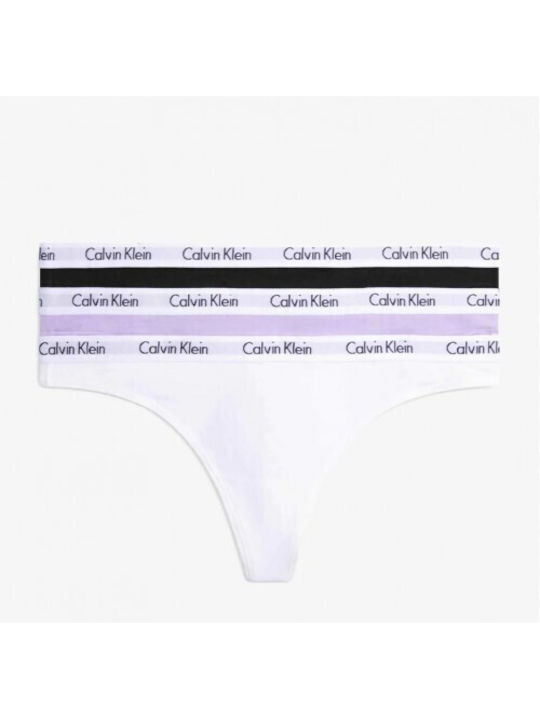 Calvin Klein Βαμβακερά Γυναικεία String 3Pack Λευκά 000QD3587E-HVN