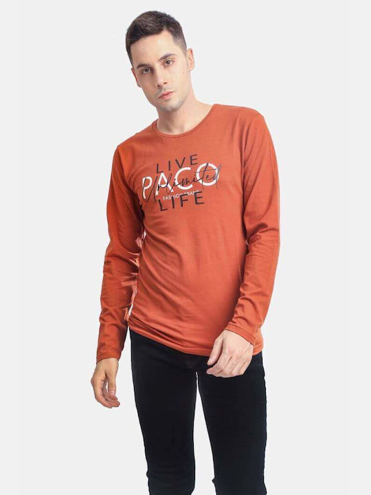 Paco & Co Bluza Bărbătească cu Mânecă Lungă Maro