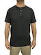 Double Men's Short Sleeve T-shirt with Buttons Black