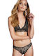 Jadea Δαντελένιο Σετ Εσωρούχων Bralette με Brazil Μαύρο/Χρυσό