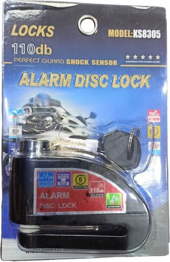 Motorcycle Disc Brake Lock with Alarm & 6mm Pin