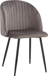 Zera Dining Room Velvet Chair Gray 50.5x55x87cm 2pcs