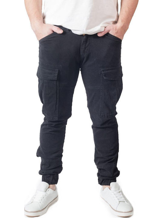 New Denim Παντελόνι Cargo Ελαστικό Μαύρο