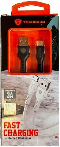 Technovo TN-D037 Редовна USB 2.0 Кабел USB-C мъжки - USB-A мъжки Черен 1м