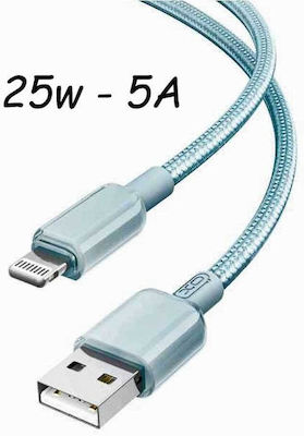 XO NB249 Braided USB-A to Lightning Cable Μπλε 1m (16.005.0257)