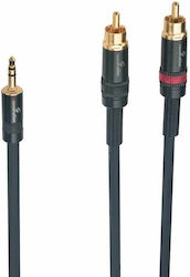 Qoltec Cable 2xRCA / Mini Jack 3.5mm male, 1m, Black (52339), RCA cables
