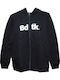 Athletic Kids Sweatshirt Cardigan Cotton with Hood Black