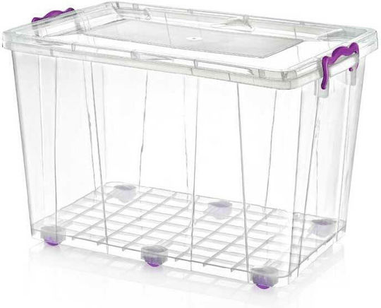Sidirela Plastic Storage Box with Wheels and Lid Transparent 50x37x30cm 1pcs