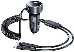 Remax Зарядно за кола с Портове 2xUSB-A 1xType-C 2xЗапалка и Кабел Lightning / Type-C
