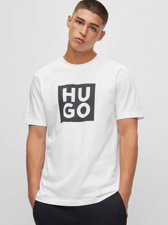 Hugo Boss Ανδρικό T-shirt Κοντομάνικο Λευκό με Μαύρο Λογότυπο