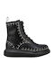 Leder Stiefeletten Damen Schwarz