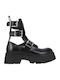 Leder Stiefeletten Damen Schwarz
