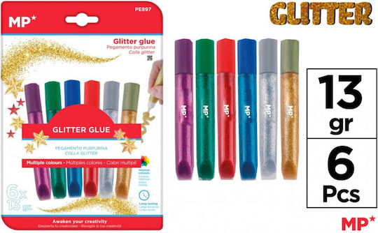 Madrid Papel Kleber Glitter Mehrfarbig 13gr Set 6Stück