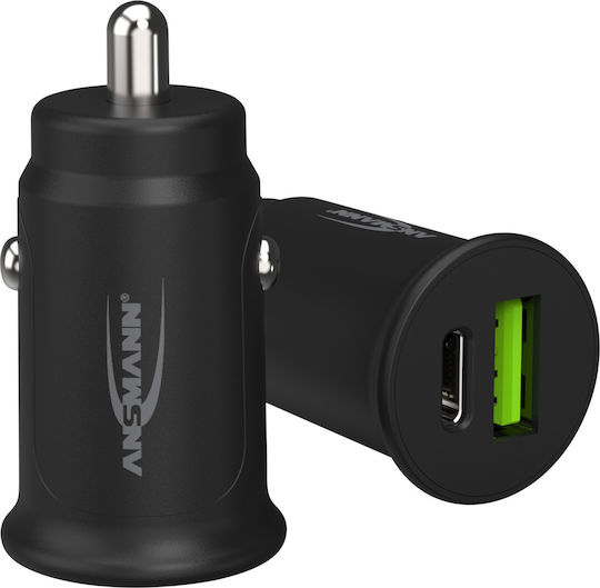 Ansmann Ansmann Handy-Autoladegerät 30W 3A mit Anschlüssen 1xUSB-A 1xUSB-C Schwarz Farbe