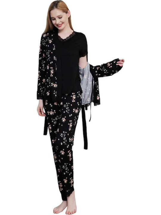 Fuanna Set Pijamale pentru Femei Negru