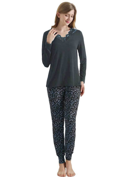 Fuanna Winter Women's Pyjama Set Gray