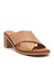 Chunky Heel Piele Mules Brown