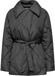 Only Women's Short Puffer Jacket for Winter Black
