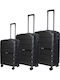 Cardinal Elusive Hard Black Suitcases Max Height 69cm With 4 Wheels Set 3pcs