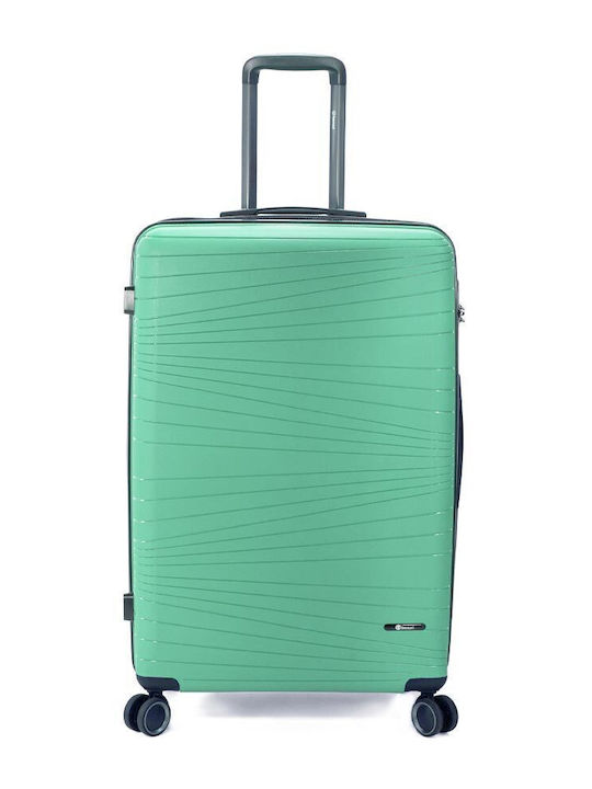 Benzi Medium Travel Suitcase Hard Μenta with 4 Wheels Height 65cm
