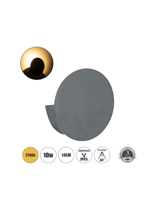 GloboStar Redondo Wall-Mounted Outdoor Ceiling Light LED IP65 10W with Warm White Light Double Beam