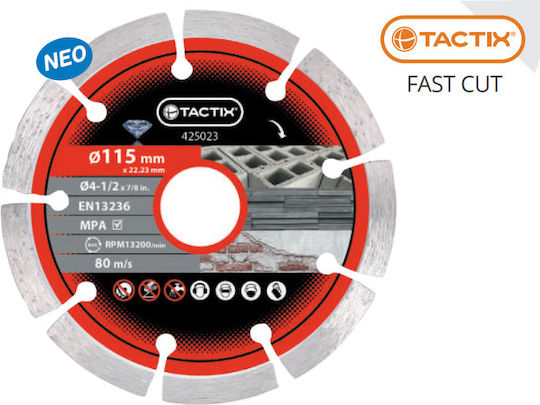 Tactix Δίσκος Κοπής Δομικών Υλικών 125mm