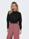 Gekürzt Damen Sweatshirt Schwarz