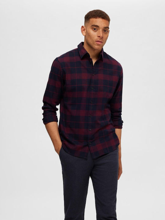 Selected Long-sleeved Flannel Shirt Red