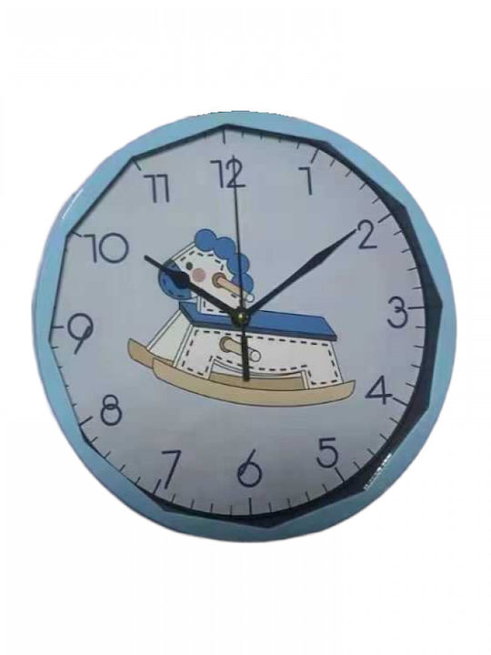 Kids Wall Clock Plastic Blue 26cm