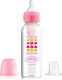 Dr. Brown's Plastic Baby Bottle with Silicone Teat for 6+ Months Pink Hearts - Pink 250ml