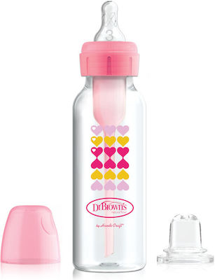 Dr. Brown's Plastic Bottle with Silicone Nipple for 6+ months Pink Hearts 250ml 1pcs