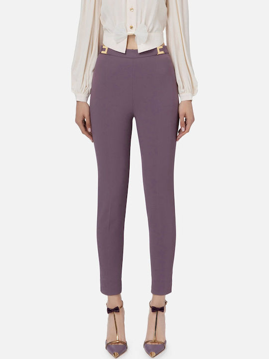 Damen Hoch tailliert Stoff Hose Lila