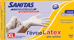 Sanitas Professional Γάντια Λάτεξ Με Πούδρα σε Λευκό Χρώμα 100τμχ
