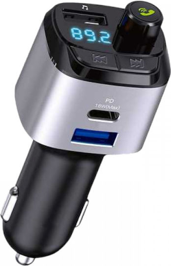 FM Transmitter Autovehicul cu USB / Bluetooth / Type-C
