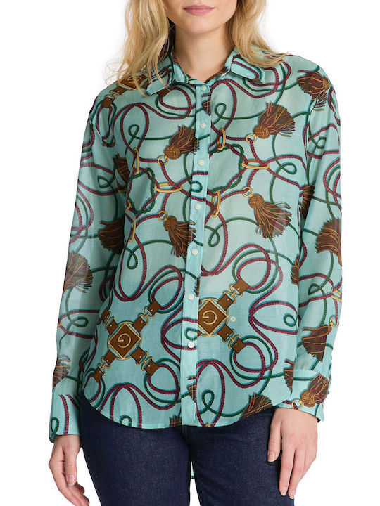 Gant Women's Long Sleeve Shirt Turquoise