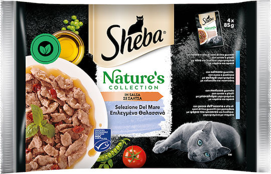 Sheba Nature's Collection Υγρή Τροφή για Ενήλικες Γάτες σε Φακελάκι με Ψάρια χωρίς Σιτηρά 4x85gr
