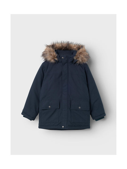 Name It Boys Parka Navy Blue with Ηood