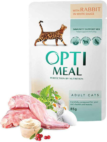 OptiMeal Wet Food for Adult Cats in Pouches with Rabbit Gluten-Free 85gr