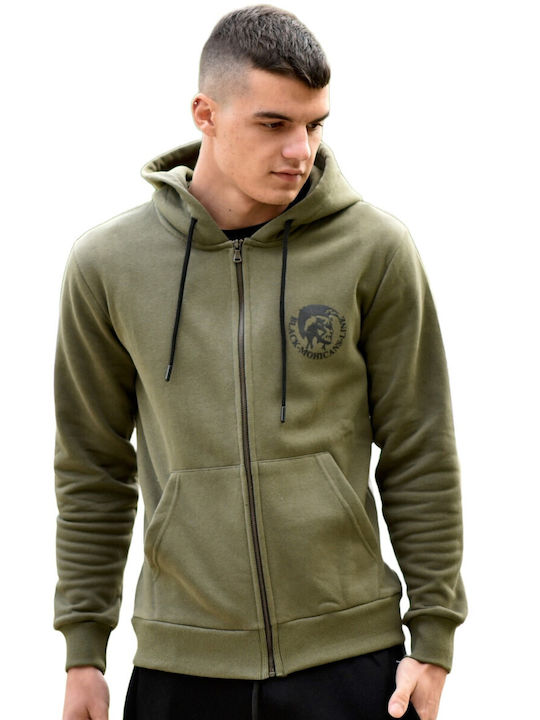 Mohicans Black Line Men's Sweatshirt Jacket with Hood Khaki