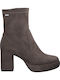 Suede Women's Ankle Boots with High Heel Brown