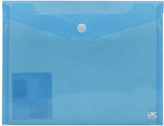 Data King Folder Transparent with Button for Paper A4 Blue