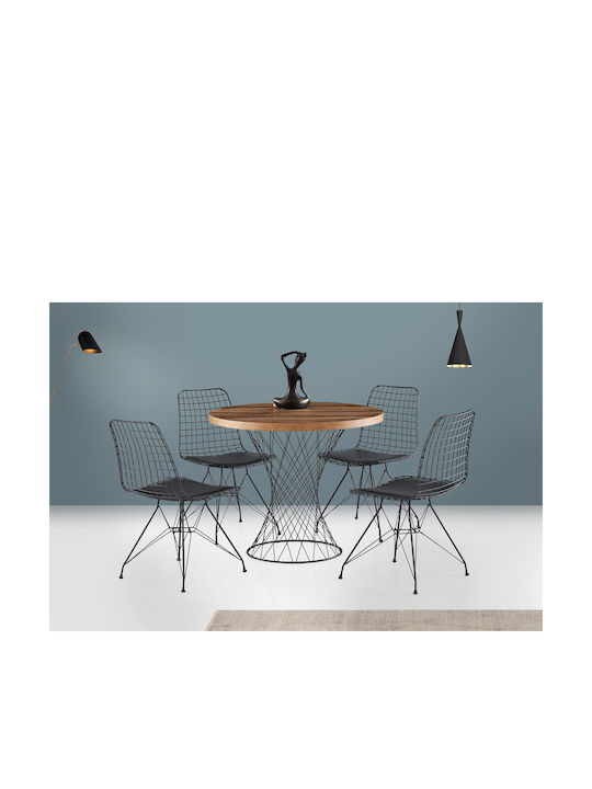 Tisch Speisesaal Holz mit Metallgestell 90x90x75cm