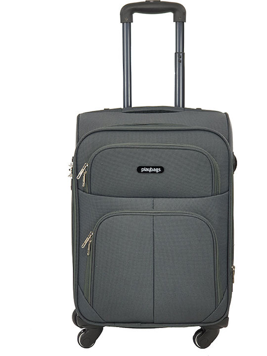 Playbags Cabin Fabric Gray Suitcase With 4 Wheels Height 55cm