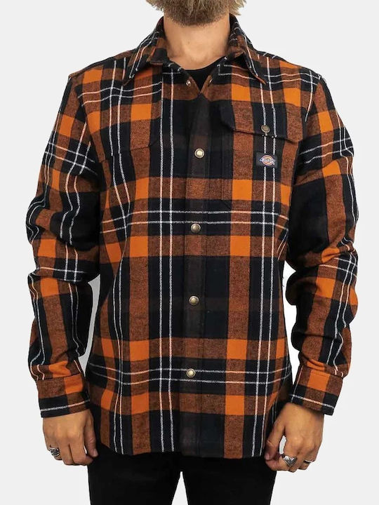 Dickies Nimmons Men's Shirt Overshirt Long Sleeve Checked Brown