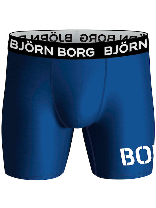 Men's Blue Boxer With Printed Designs