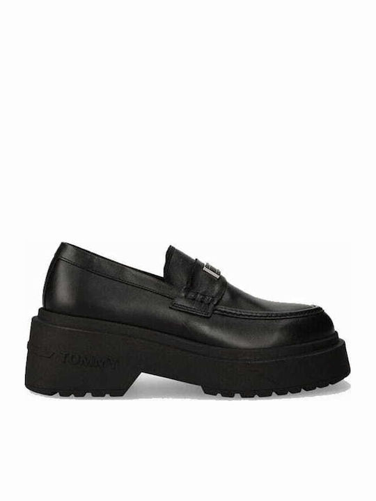 Leather Women's Moccasins in Black Color