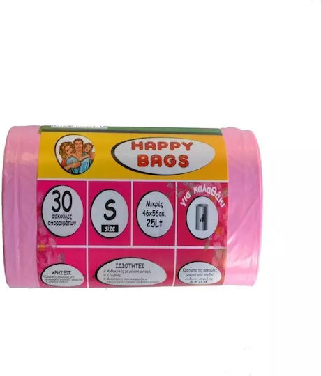Happy Bags Office / Bathroom Trash Bags 46x56cm 30pcs Pink