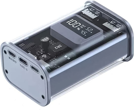 Treqa TR-956 Power Bank 10000mAh 20W με 2 Θύρες USB-A και Θύρα USB-C Power Delivery / Quick Charge 3.0 Γκρι